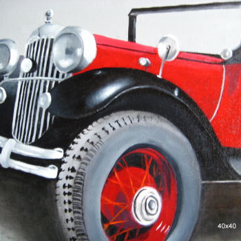 Painting titled "Vieille voiture" by Christine Chevieux, Original Artwork, Oil