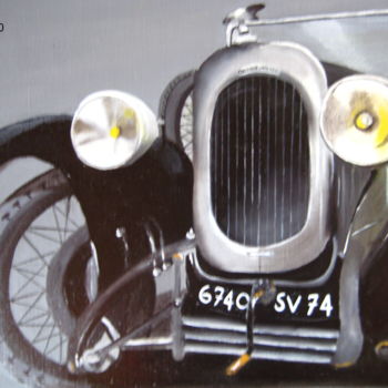 Painting titled "Vieille voiture" by Christine Chevieux, Original Artwork, Oil