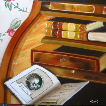 Pintura intitulada "Bureau" por Christine Chevieux, Obras de arte originais, Óleo