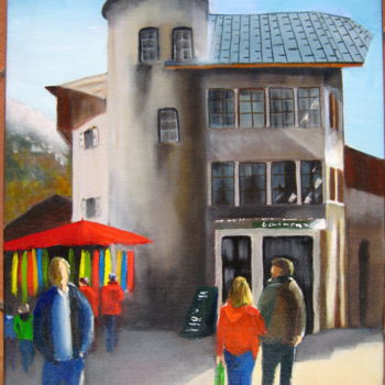 Painting titled "Marche à Samoens" by Christine Chevieux, Original Artwork, Oil