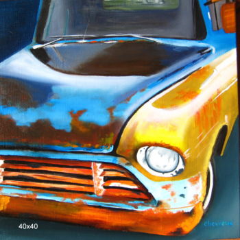 Painting titled "vieille voiture 1" by Christine Chevieux, Original Artwork