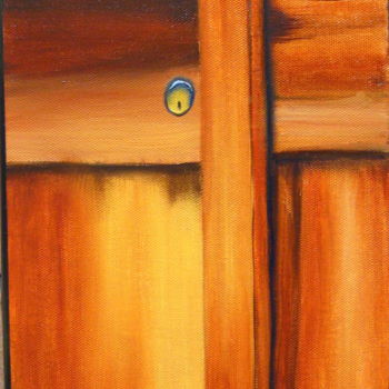 Peinture intitulée "vieille porte" par Christine Chevieux, Œuvre d'art originale, Huile