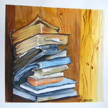 Malerei mit dem Titel "vieux livres" von Christine Chevieux, Original-Kunstwerk, Aquarell
