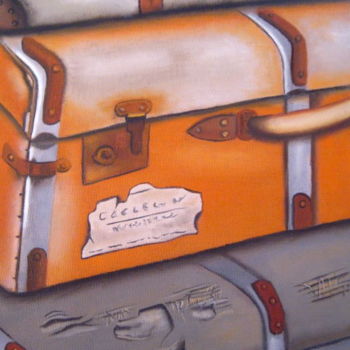 Painting titled "vieilles valises 4" by Christine Chevieux, Original Artwork, Oil