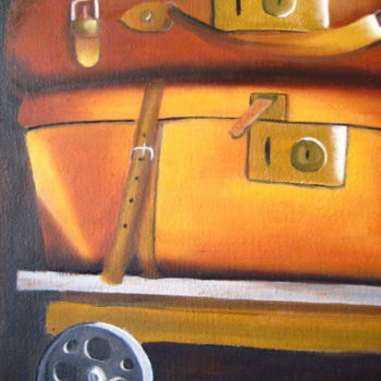 Painting titled "vieilles valises 5" by Christine Chevieux, Original Artwork, Oil