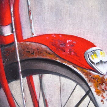 Painting titled "vieille bicyclette" by Christine Chevieux, Original Artwork, Oil