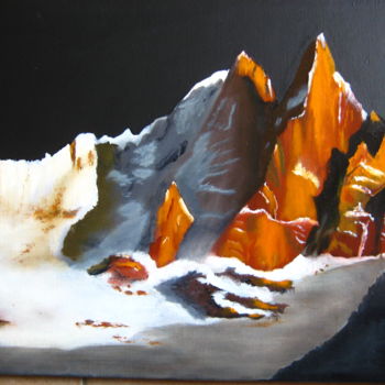 Peinture intitulée "les drus à chamonix" par Christine Chevieux, Œuvre d'art originale, Huile