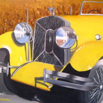 Painting titled "vieille voiture 4" by Christine Chevieux, Original Artwork, Oil