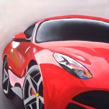 Painting titled "Ferrari" by Christine Chevieux, Original Artwork, Oil