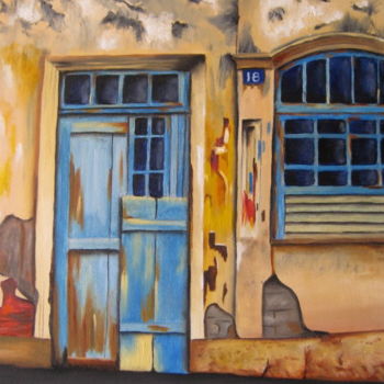 Painting titled "porte" by Christine Chevieux, Original Artwork, Oil