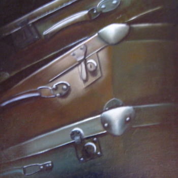 Pittura intitolato "vieilles valises 8" da Christine Chevieux, Opera d'arte originale, Olio