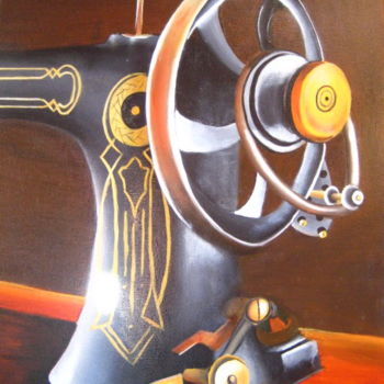Картина под названием "machine à coudre de…" - Christine Chevieux, Подлинное произведение искусства, Масло