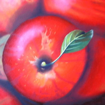 Painting titled "pommes" by Christine Chevieux, Original Artwork, Oil