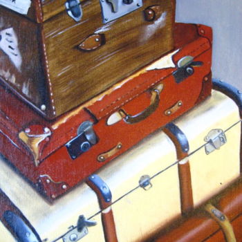 Painting titled "valises 11" by Christine Chevieux, Original Artwork, Oil