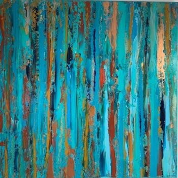 Pintura intitulada "Eaux turquoises" por Christine Chirade Art Abstrait, Obras de arte originais, Acrílico