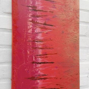Painting titled ""Rouge framboise. A…" by Christine Cinq, Original Artwork, Acrylic