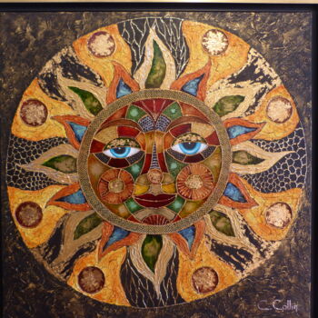 Painting titled "Le soleil" by Christine Collin, Original Artwork
