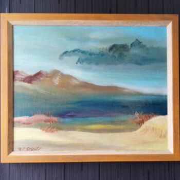 Pittura intitolato "Paysage de lac" da Marie Christine Creput, Opera d'arte originale, Olio