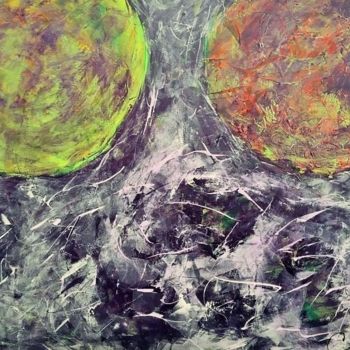 Painting titled "Lune et reflet.jpg" by Chrisd, Original Artwork, Acrylic
