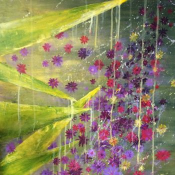 Peinture intitulée "Envolée de fleurs" par Christine Desplanque, Œuvre d'art originale, Acrylique