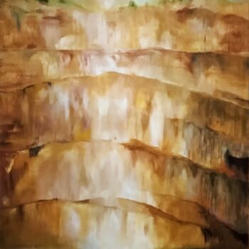 Painting titled "Les falaises lumière" by Christine Desplanque, Original Artwork, Oil Mounted on Wood Stretcher frame