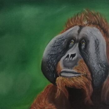 Ζωγραφική με τίτλο "orang outan" από Christine Dos Santos, Αυθεντικά έργα τέχνης, Λάδι
