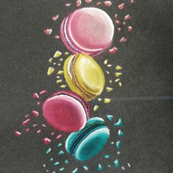 Dessin intitulée "Macaron" par Christine Dos Santos, Œuvre d'art originale, Pastel