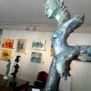 Sculpture titled "Vent de folie" by Christine Dupont, Original Artwork, Ceramics