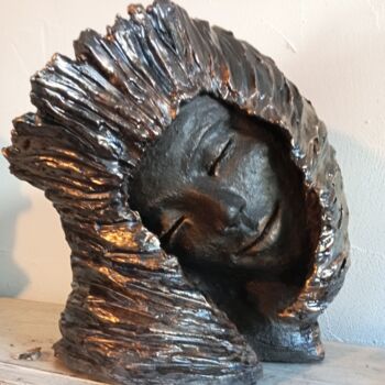 Sculpture titled "Orphée" by Christine Dupont, Original Artwork, Clay