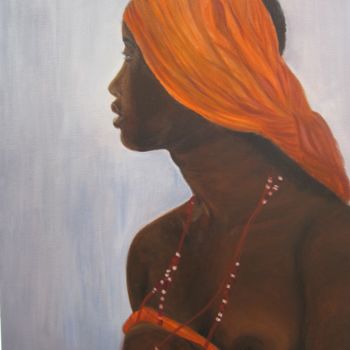 Pittura intitolato "turban-orange.jpg" da Christine Franceschini, Opera d'arte originale, Olio
