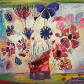 Картина под названием "Un bouquet de campa…" - Christine Garuet, Подлинное произведение искусства, Акрил Установлен на Дерев…