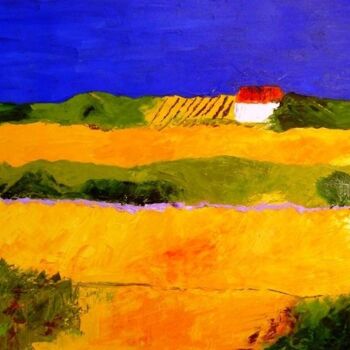 Painting titled "CAMPAGNE PROVENCALE" by Christine Goubon, Original Artwork
