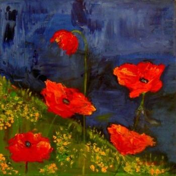 Painting titled "COQUELICOTS" by Christine Goubon, Original Artwork