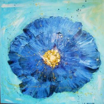 Pittura intitolato "FLEUR BLEUE" da Christine Goubon, Opera d'arte originale