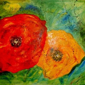 Painting titled "FLEURS" by Christine Goubon, Original Artwork