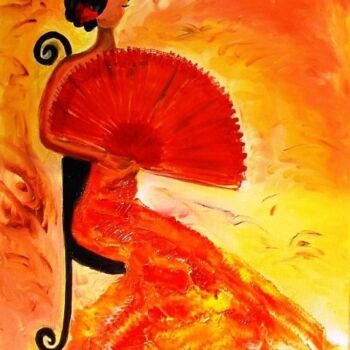 Painting titled "FLAMENCO" by Christine Goubon, Original Artwork