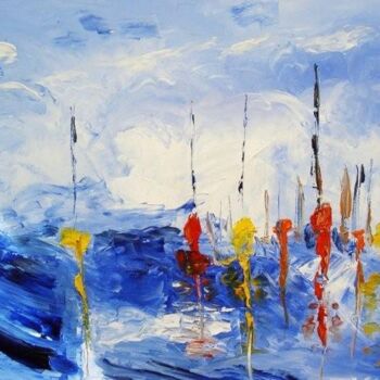 Painting titled "VOILES ET MATS" by Christine Goubon, Original Artwork