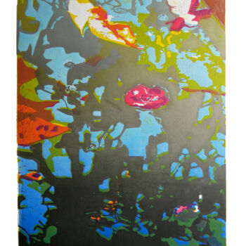 Incisioni, stampe intitolato "Passer à travers le…" da Christine Guichard, Opera d'arte originale, Incisioni su linoleum