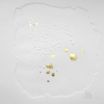 Estampas & grabados titulada "Blanc et Or" por Christine Guichard, Obra de arte original, Gofrado en papel