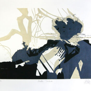Incisioni, stampe intitolato "Armatures transluci…" da Christine Guichard, Opera d'arte originale, Xilografia