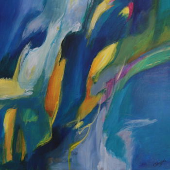 Картина под названием "Fleur bleu (2)" - Christine Jean-Guyader, Подлинное произведение искусства, Акрил