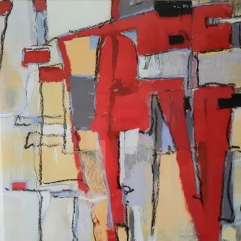 Collages titled "Komposition in ROT" by Christine Jost (Chijotrend Art), Original Artwork, Acrylic