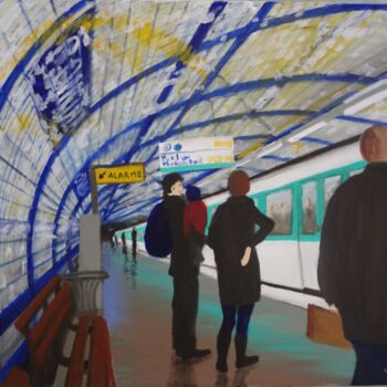 Painting titled "RATP 7" by Christine Jumaucourt, Original Artwork, Oil
