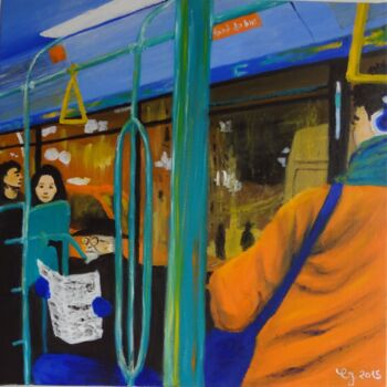 Malerei mit dem Titel "RATP 12" von Christine Jumaucourt, Original-Kunstwerk, Öl