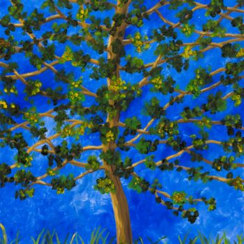 Peinture intitulée "arbre vert" par Christine Jumaucourt, Œuvre d'art originale, Huile