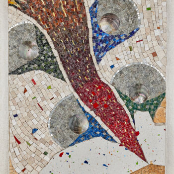 Scultura intitolato "Esprit es-tu air?" da Christine Kerfant, Opera d'arte originale, Mosaico