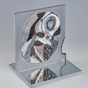 Sculpture titled "Matière grise" by Christine Kerfant, Original Artwork, Mosaic