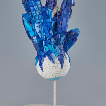 Escultura intitulada "Blue Spirit" por Christine Kerfant, Obras de arte originais, Mosaico