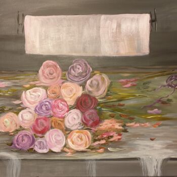 Pintura titulada "La table du fleuris…" por Christine Lavialle, Obra de arte original, Acrílico