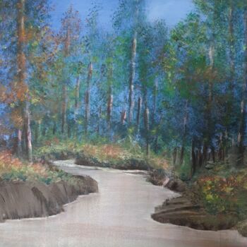 Картина под названием "Forêt enchantée" - Christine Lavialle, Подлинное произведение искусства, Акрил